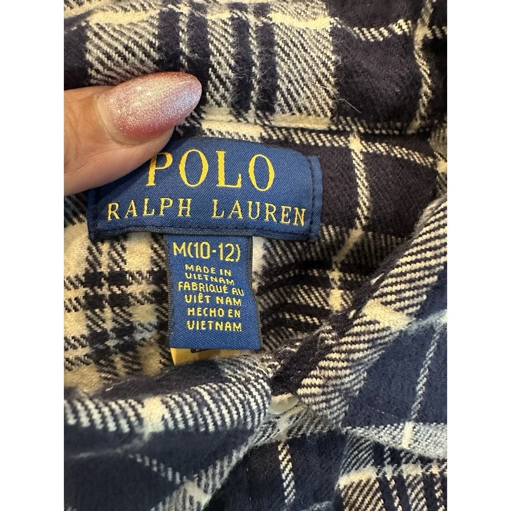Polo Ralph Lauren Button Up‎ Shirt Boys Size 12 Long Sleeve Blue Plaid